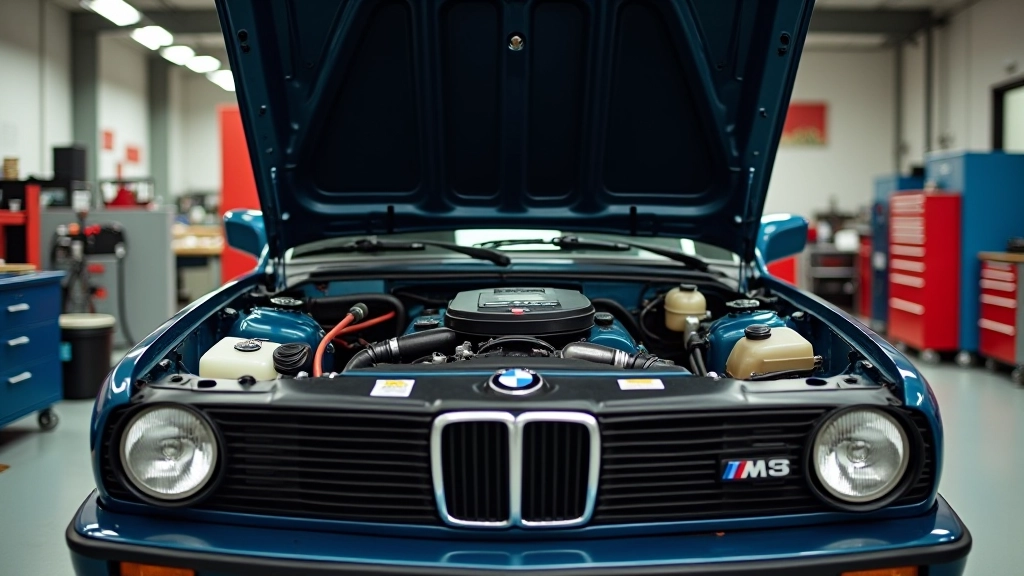 BMW M3 E30 variklio skyrius iš šono