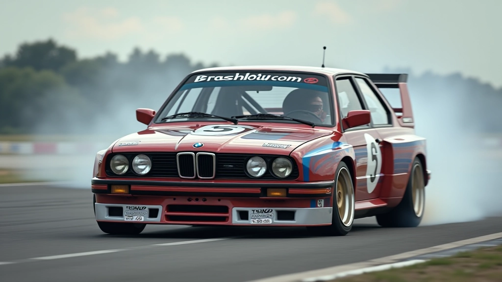BMW M3 lenktyninės mašinos trasoje, greita akcija